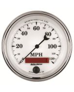 3-3/8" SPEEDOMETER, 0-120 MPH, ELECTRIC, OLD-TYME WHITE II