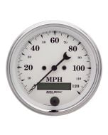3-3/8" SPEEDOMETER, 0-120 MPH, ELECTRIC, OLD-TYME WHITE