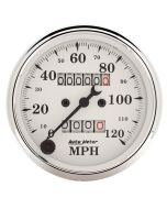 3-1/8" SPEEDOMETER, 0-120 MPH, MECHANICAL, OLD-TYME WHITE