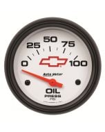 2-5/8" OIL PRESSURE, 0-100 PSI, CHEVY RED BOWTIE