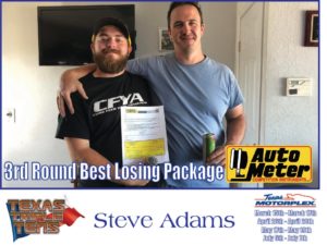 Steve Adams receiving the 3rd Round Best Losing Package